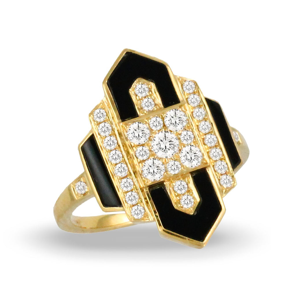 doves gatsby collection 18k yellow gold diamond ring R9022BO