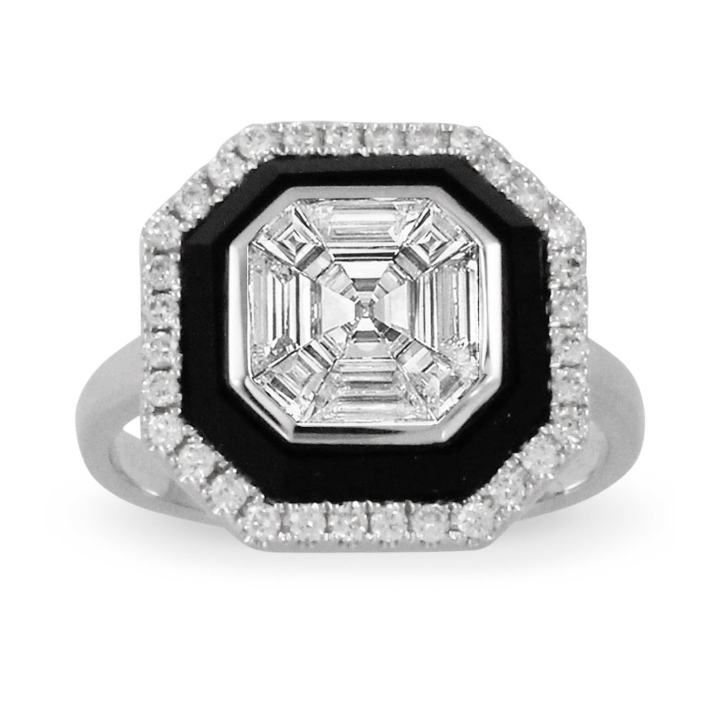 doves mondrian collection 18k white gold invisible set diamond ring R9220BO